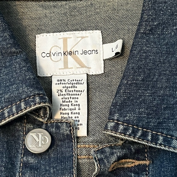 Calvin Klein women’s Trucker Jean Jacket Denim Blue Large - Picture 6 of 7
